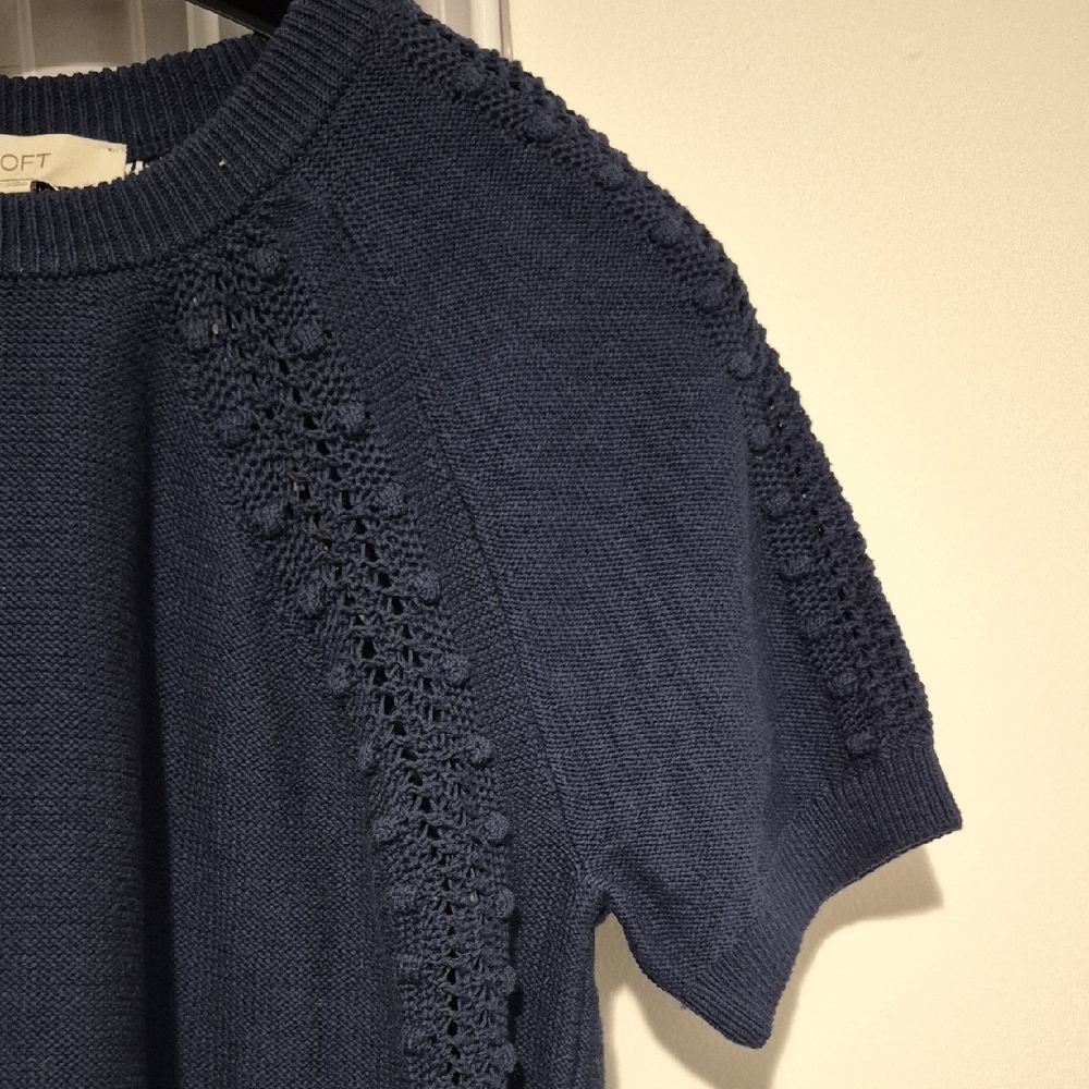 LOFT Dark Blue Knit Short Sleeve Top - Picture 7 of 9